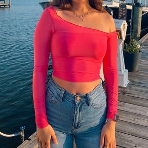 Le Lis Vibrant Pink Ruched Blouse